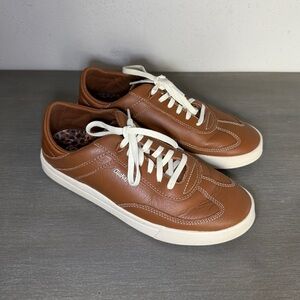 OluKai Ha‘upu Fox/Fox Brown Leather Classic Retro Court Sneakers Women's Size 9W